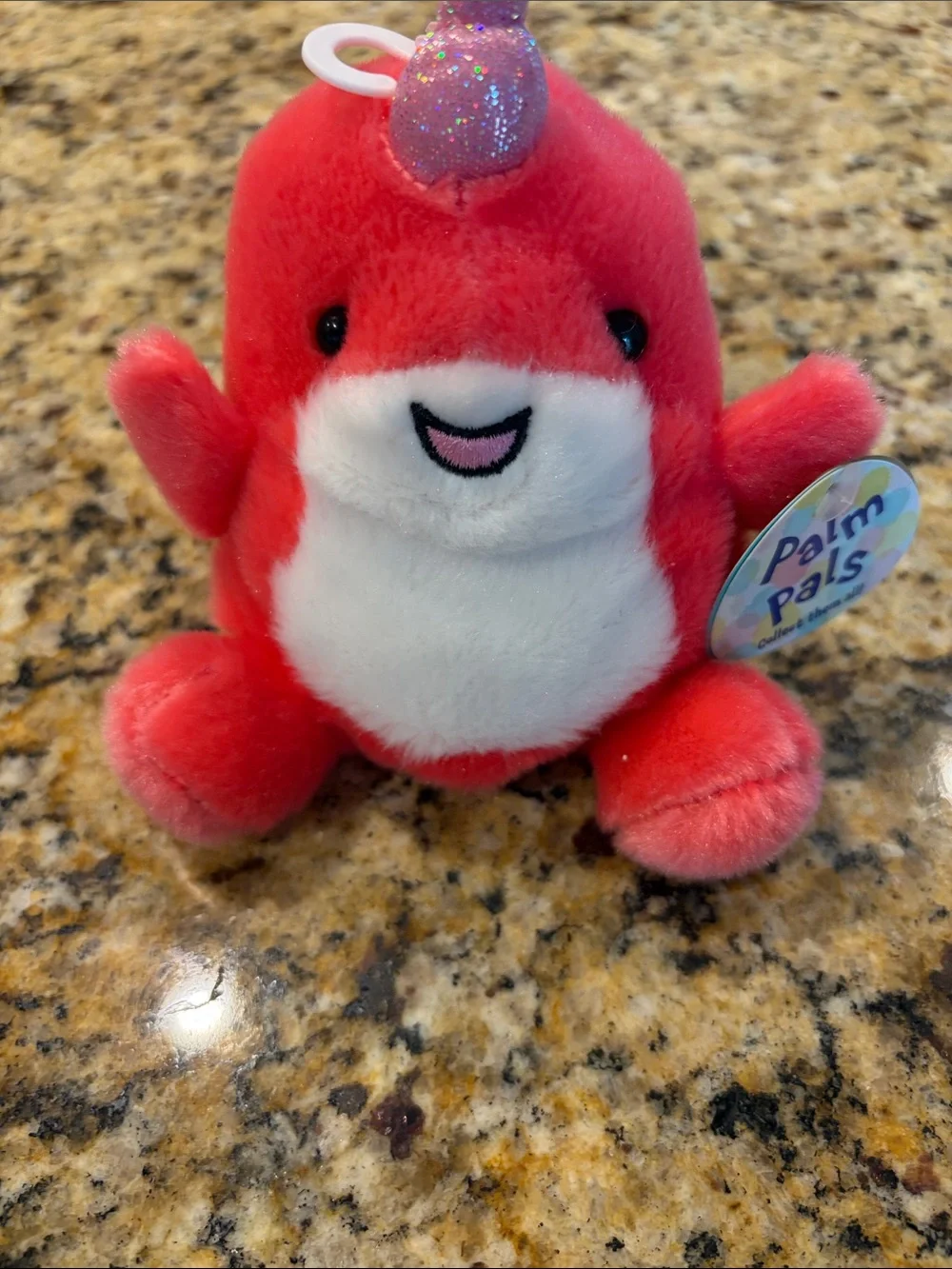 Palm Pals Red Nia Narwhal Plush Toy - Cute Small Toy